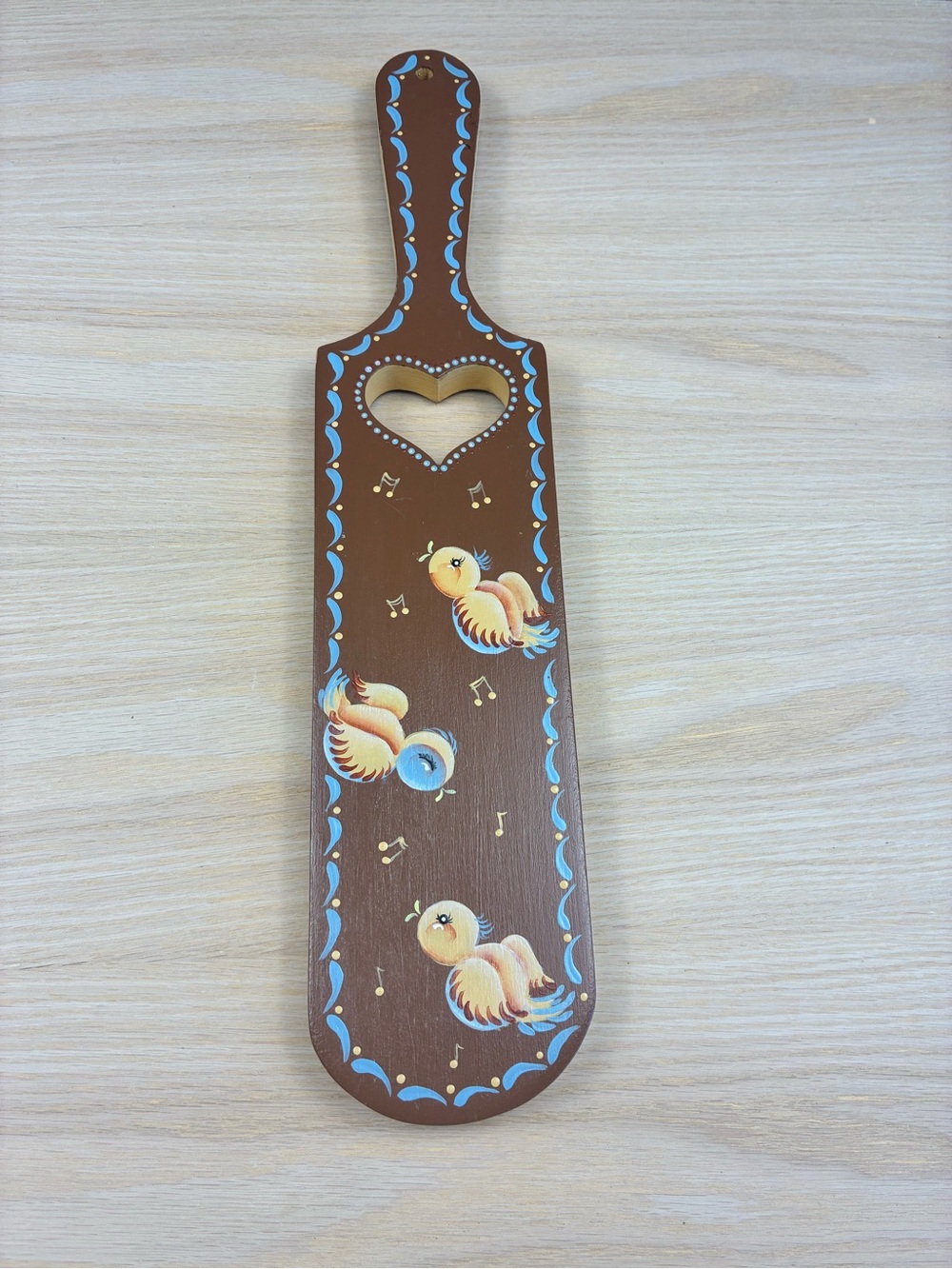 Vintage Hand Painted Folk Art Wooden Wall Hanging